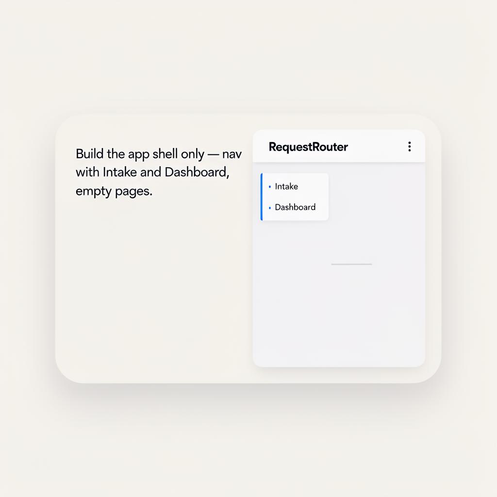 Minimal RequestRouter app shell with Intake and Dashboard nav items