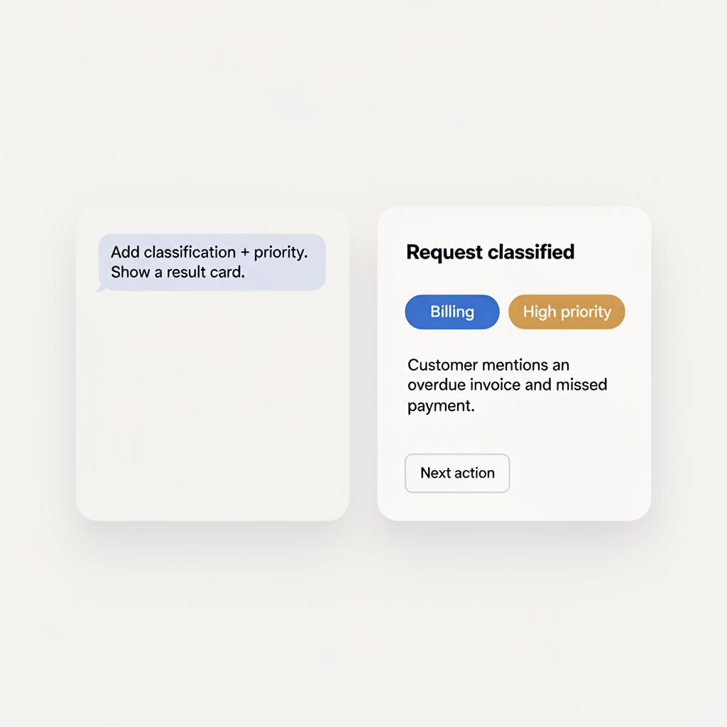 Result card showing Billing and High priority badges with a short reason