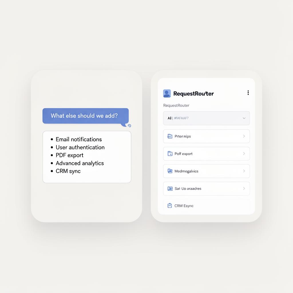 Lovable suggesting five extra features beyond V1